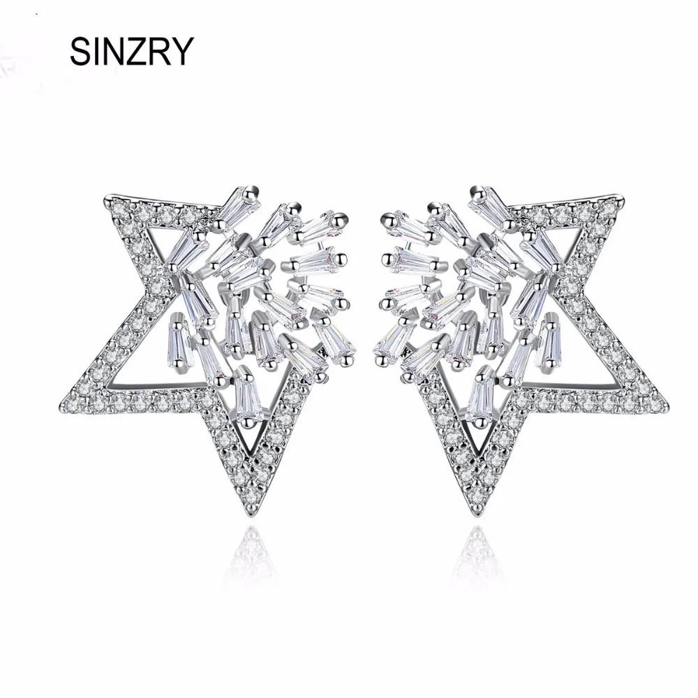 Sinzry белый кубического циркония звезды элемент серьги-гвоздики ASOS наивысшего качества женская бижутерия оптом