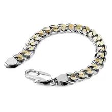 Wholesale man jewelry gifts. Personality gold and silver mixed color bracelet. Fashion solid 925 sterling silver men’s bracelet