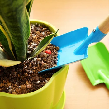 

1pc Colorful Succulents Flower Potted Soil wood metal Shovel Potted Flowers Mini Garden Tools Spade