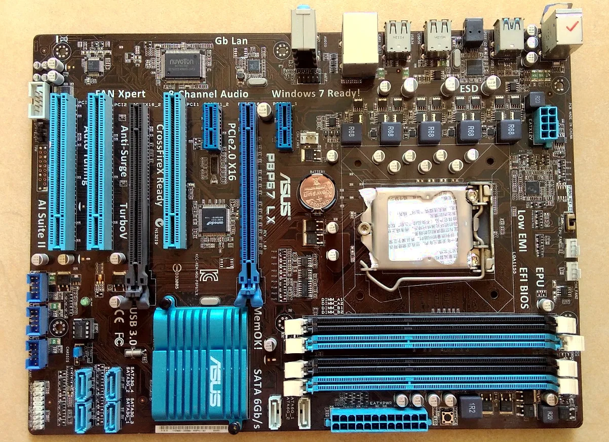 

ASUS P8P67 LX 1155 pin DDR3 rear USB3.0 support 4 graphics card 90%new