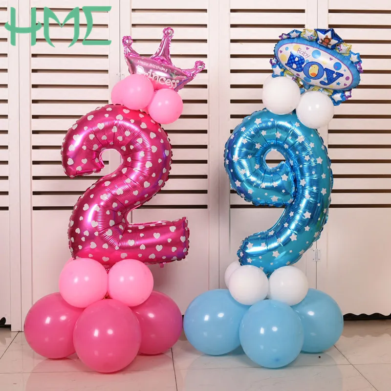 

Cheap 1pcs/lot 32 inch pink blue Number Balloons Digit Ballons Birthday Party Wedding Decor Air Baloons Event Party Supplies