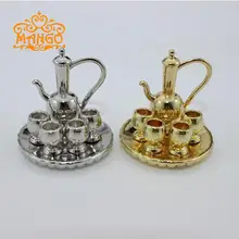 Классические игрушки 1:12 кукольный домик Миниатюрные модели металлический винный чайный набор хорошая текстура