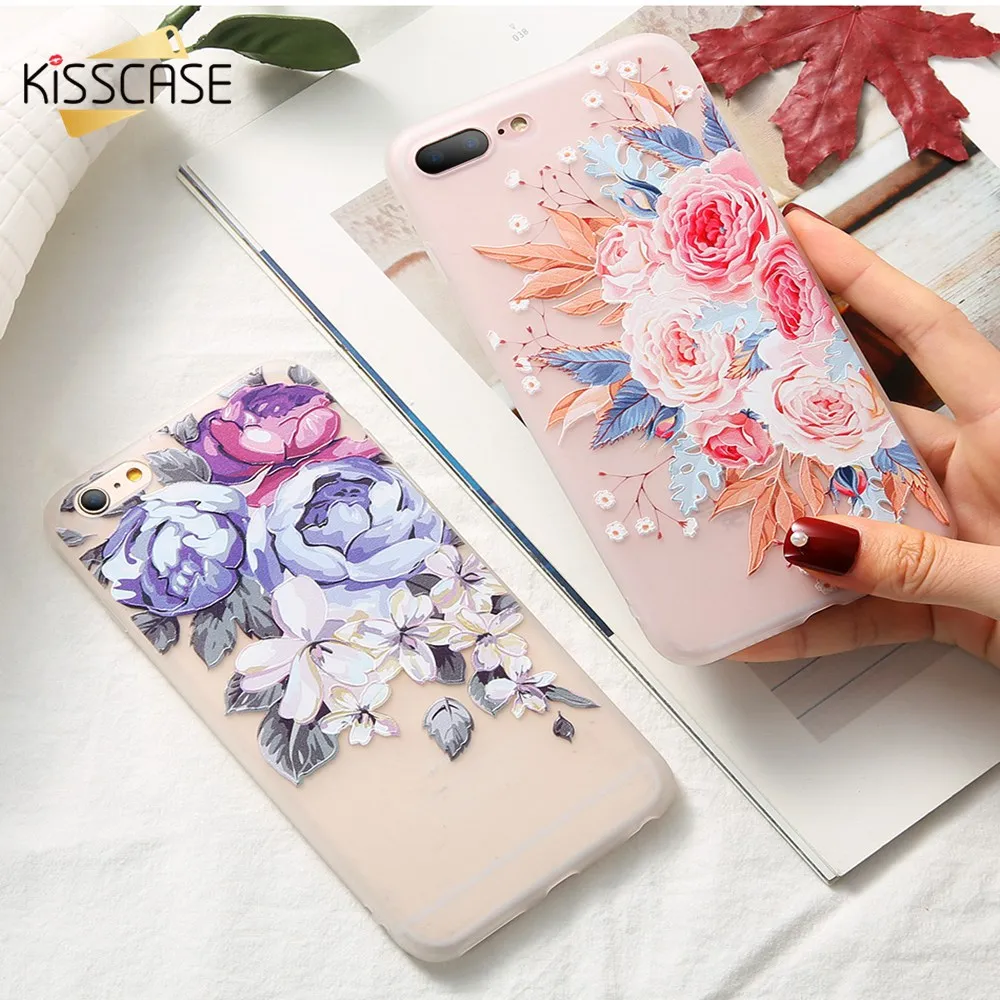 KISSCASE 3D рельефный Мягкий силиконовый чехол для iPhone 7 8 Plus Модный Стиль 5 5S SE 6 6s