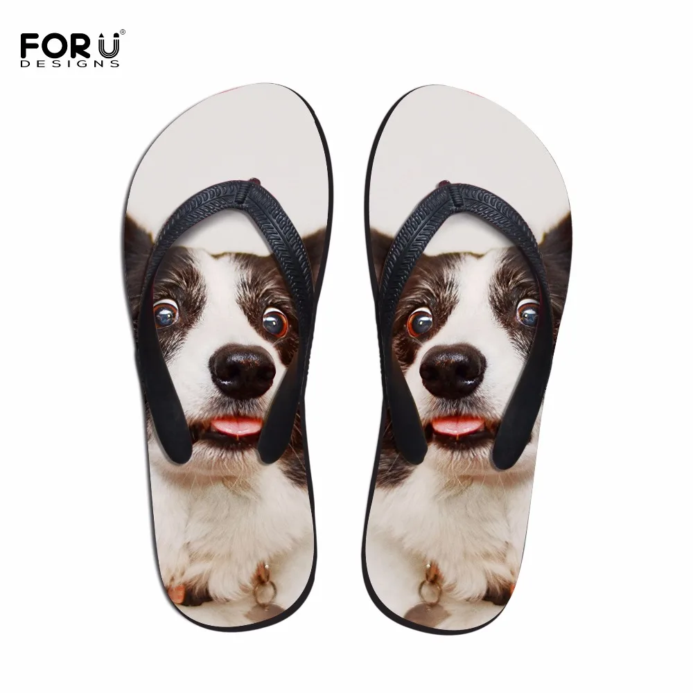 

FORUDESIGNS Flip Flops for Women Summer Cute Animal Dog Printed Women's Casual Beach Flip Flops Fashion Student Girls Slippers