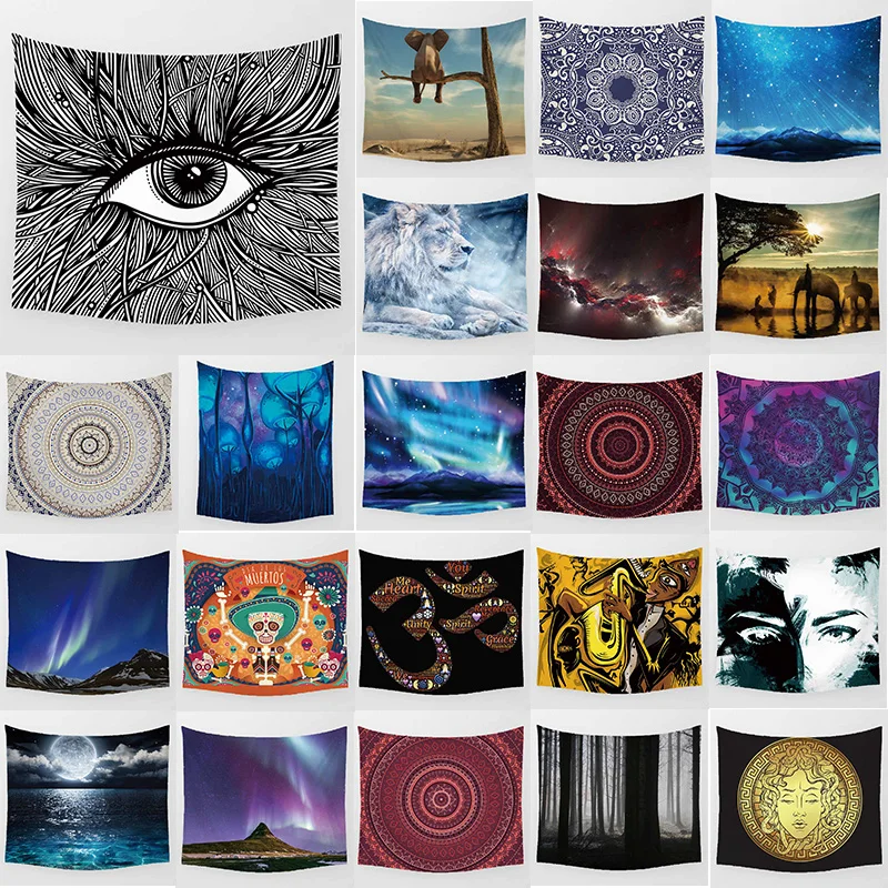 

Unicorn psychedelic tapestry eyes lion elephant wall hanging tapestry home decoration large rectangle bedroom wall tapestry