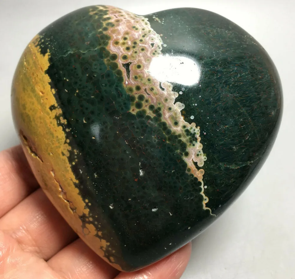 

529g Natural Heart-shaped Ocean Jasper Quartz Crystal Healing pokemon figures