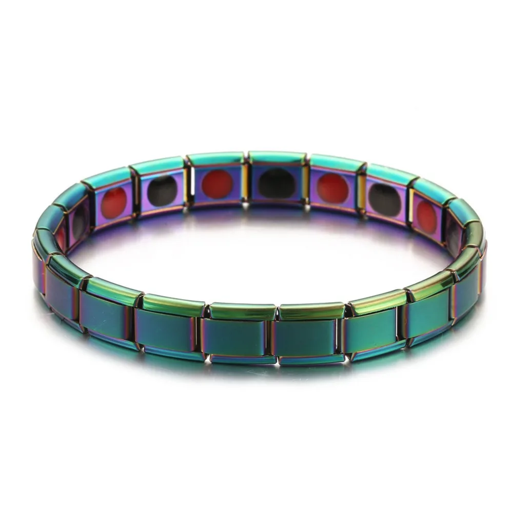 Красочный браслет из нержавеющей стали для здоровья био энергии браслет с германием для женщин и мужчин эластичное лечение артрита браслет ювелирные изделия