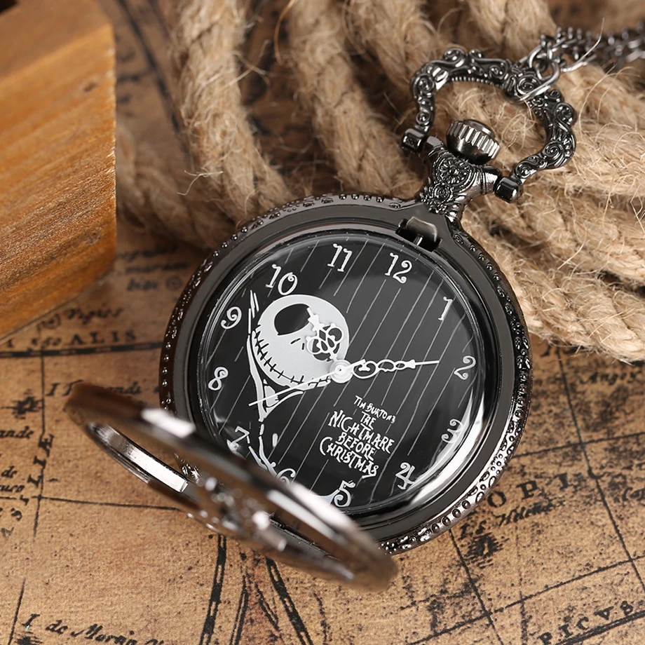 Fashion Cool The Nightmare Before Christmas Jack Skellington Tim Burton Quartz Men Children Women Fob Pocket Watch Vintage Gifts (9)