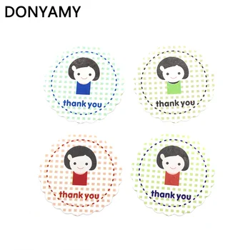 

DONYAMY 120pcs Cute Girl Thank You Gift Kraft Sticker Cookie Cake Gift Labels Seal Stickers Kitchen Sweets Baby Shower Party