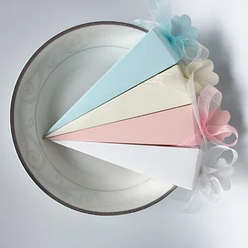 

Cute Multicolor 50pcs Gift Box Wedding Paper Cones Candy Box Wedding Favors Marriage Cones Emballage Baby Shower Packaging Box