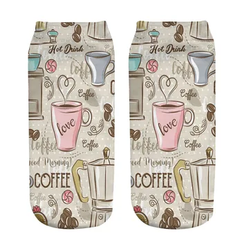 

1 Pair Soft Socks Love Coffee Cotton Socks Creative Colorful Striped Dot Pattern Jacquard Art Casual Socks for Men 19cm