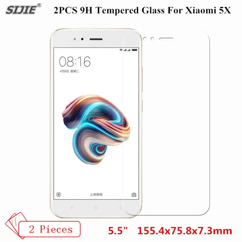 

2PCS/lot Tempered Glass For Xiaomi 5X HD Screen Protector smartphone Explosion proof 9H Toughened Protective Film mi5X