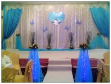 Good Designed Wedding Backdrops with luxurious blue Swag for Wedding Decorations 3m*6m