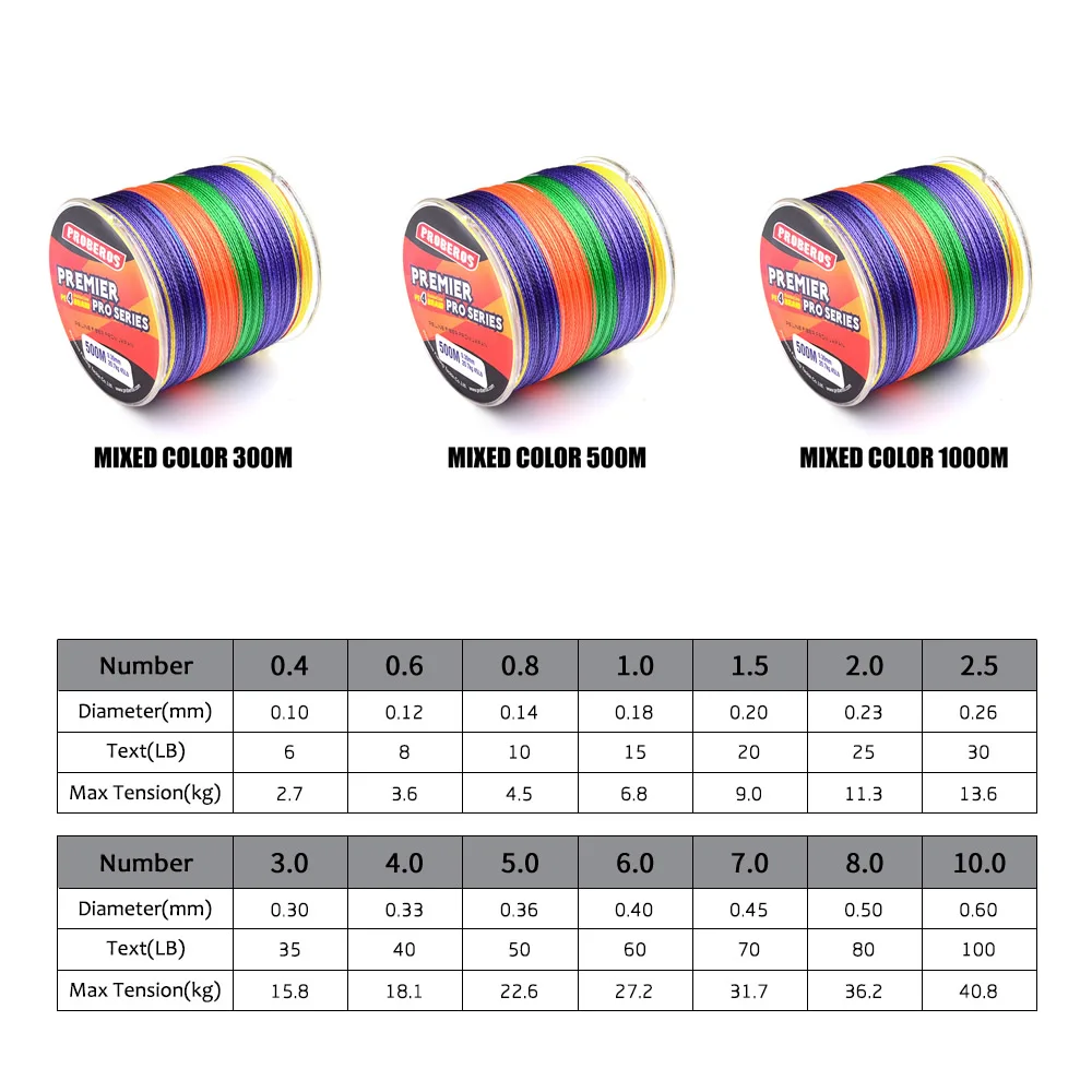 Смешанный Цвет 300 м 500 м 1000 м Fishline 4 нити Плетеный ПЭ леска 6LB-100LB Сильный Multifilament Ocean леска
