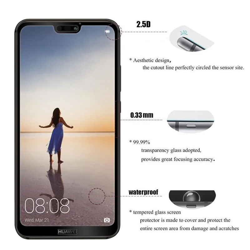 Закаленное стекло для Huawei P20 Lite Защитная пленка экрана P20Lite Защитное стекла