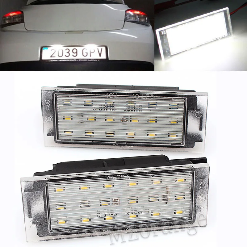 

2Pcs Car LED Number License Plate Light For Renault Clio Laguna 2 Megane 3 Twingo Master Vel Satis SMD3528