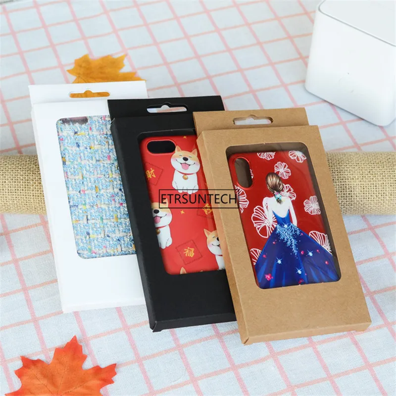 

500Pcs/Lot 3 Colors Blank Mobile Phone Case Package box Paper Kraft Brown Retail Packaging Box for 7P/6SP/8P