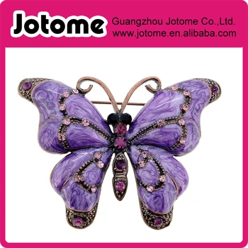 

Purple Butterfly Crystal Pin Brooch 2.375 x 1.75 inches