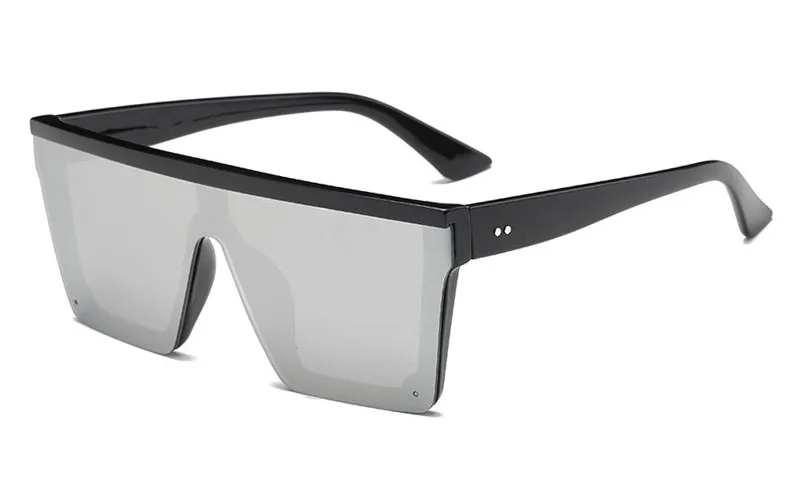 C05 Black Silver Новинка, большие солнцезащитные очки для женщин, квадратная большая рама, плоский верх, заклепки, солнцезащитные очки для женщин и мужчин, Ретро стиль, зеркальные оттенки, градиентные, UV400 - Цвет линз: C05 Black Silver