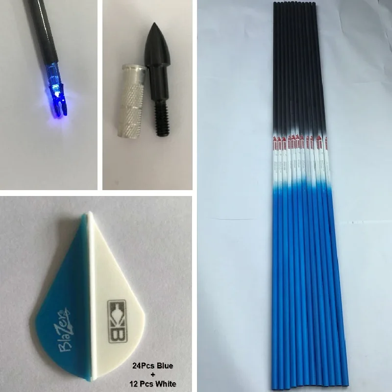 12Pcs-spine-300-340-400-500-600-ID-6-2mm-Pure-Carbon-Arrow-Shafts-Points-Insert (2)
