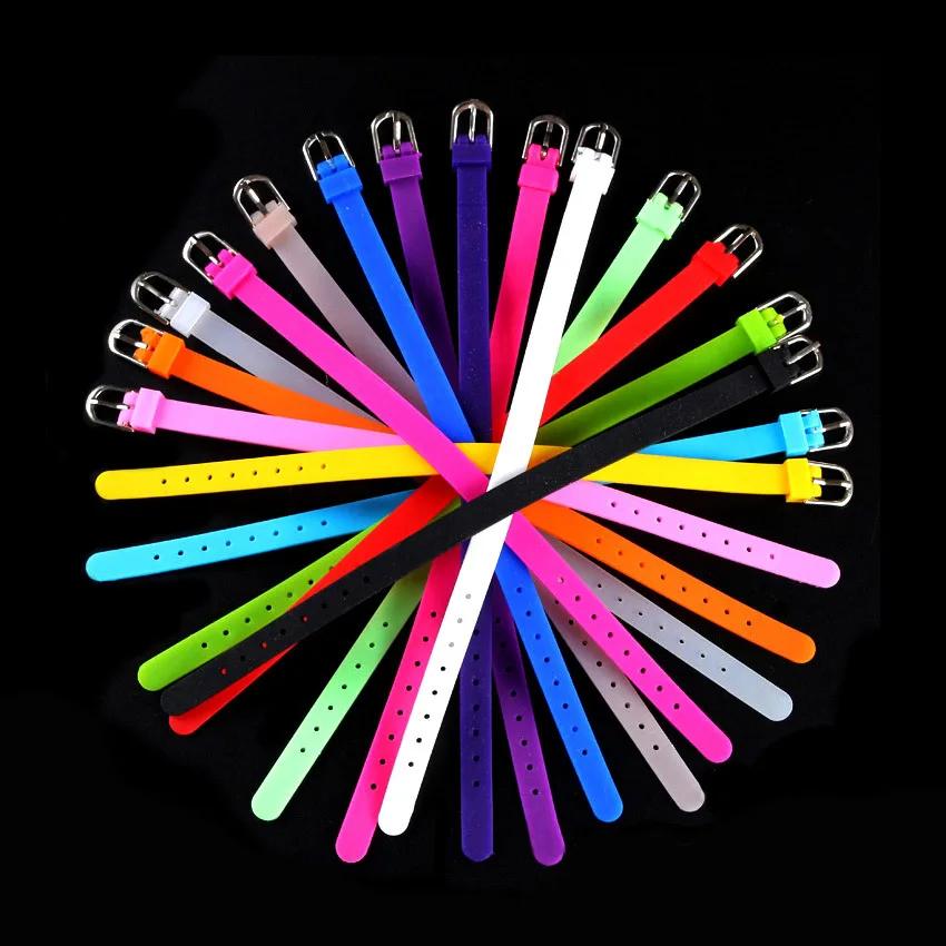 8MM Width Silicone Rubber Strap Bracelet Women Girl DIY Letter Watchband Bracelete for Jewelry Making Accessories Kid Party Gift