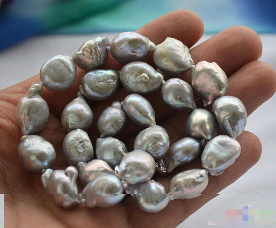 

HOT## Wholesale > P4593 17" 16mm GRAY BAROQUE KESHI REBORN PEARL NECKLACE