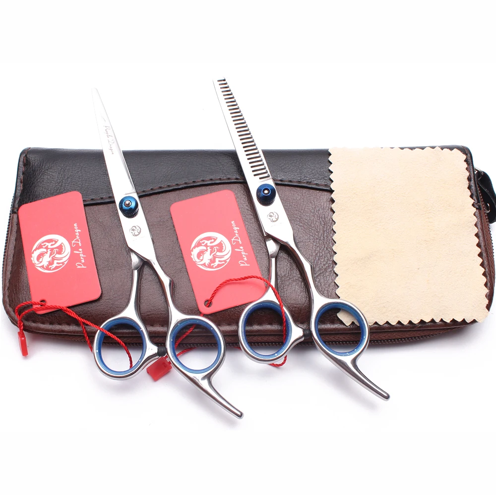 6.5&quot Purple Dragon Japan Stainless Blue Screw Professional Barber Scissors Straight Shears Thinning Hair Z1001 | Красота и