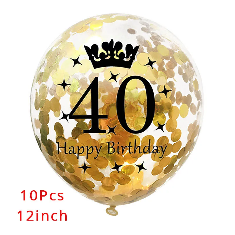 WEIGAO с днем рождения 30 воздушные шары Золотой/черный воздушный шар "Конфетти" 30 цифр шары Большой 30 день рождения украшения для взрослых - Цвет: 10pcs 40 balloons