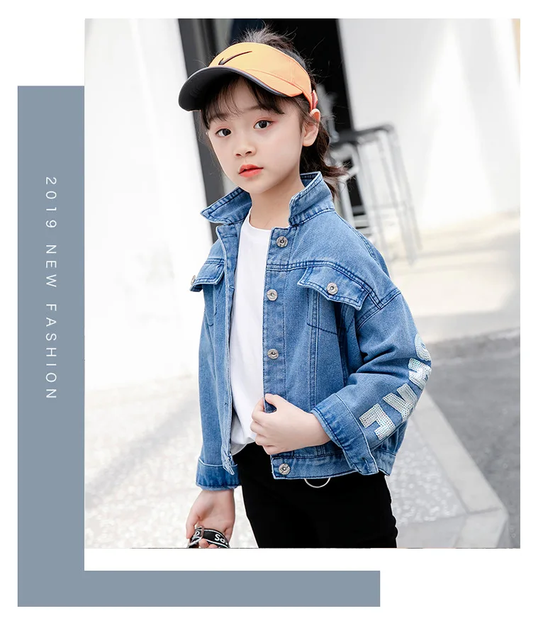 Unicórnio de Lantejoulas Jaqueta para Meninas Outono do Bebê Denim Cabolsas Crianças Roupas Meninas Outerwear Jean Jaquetas Criança 10 casacos crianças roupas outono do bebê meninas