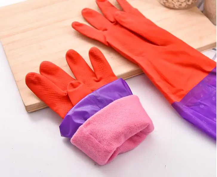 Новая Водонепроницаемая Бытовая перчатка теплые удлиненные уплотненные перчатки для мытья посуды водяная пыль стоп резиновые перчатки для уборки перчаток
