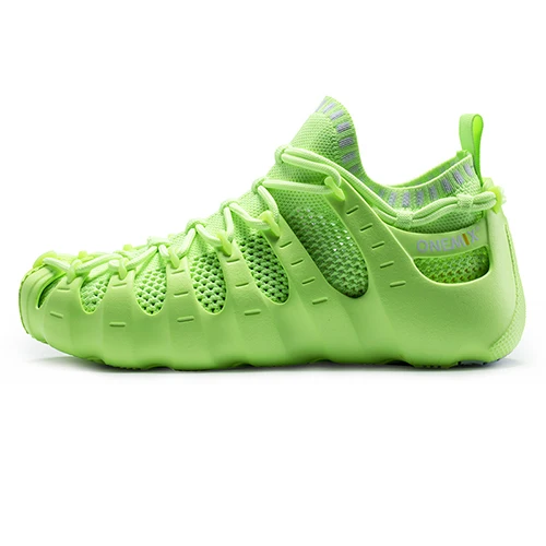Onemix/обувь в римском стиле; обувь в гладиаторском стиле; Мужская и женская обувь для бега; кроссовки для бега; уличная прогулочная обувь; кроссовки с носком; 1230 - Цвет: Green M W