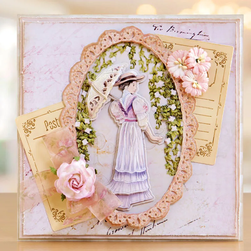 

Elegant Lady Oval Lace Frame Metal Cutting Dies Stencils for DIY Scrapbooking Photo Album Decorative Embossing Craft Die Cut