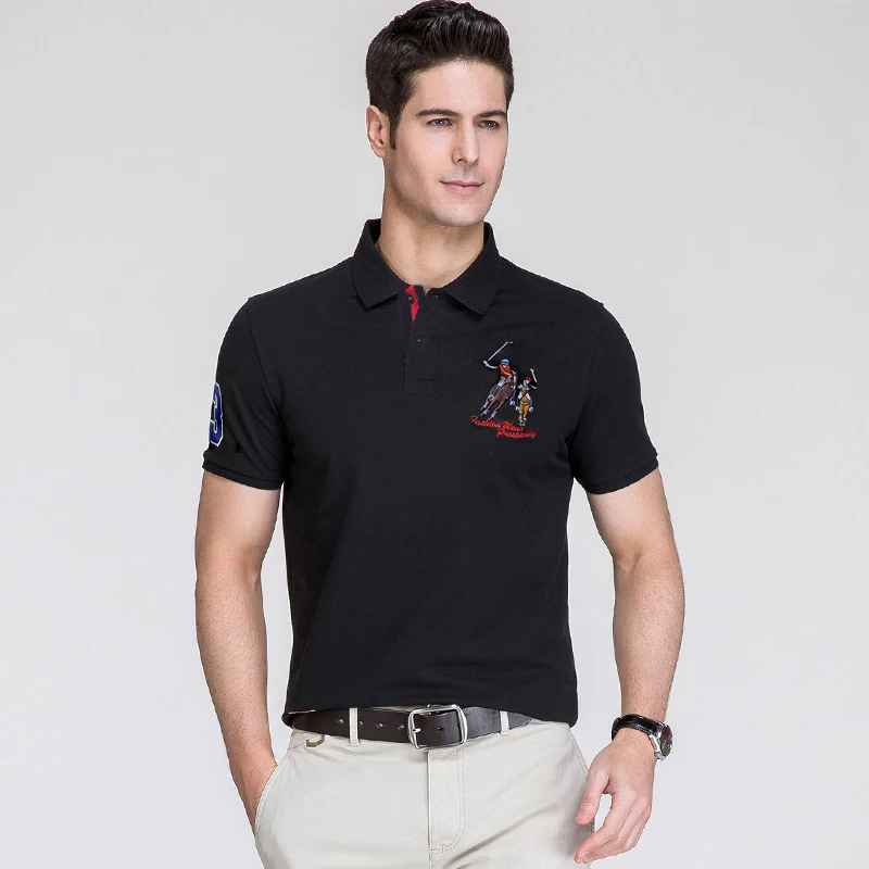 

2019 Polo shirt short sleeve summer high quality cotton homme camisa plus size XXXL breathable 3d embroidery mens tops & tees