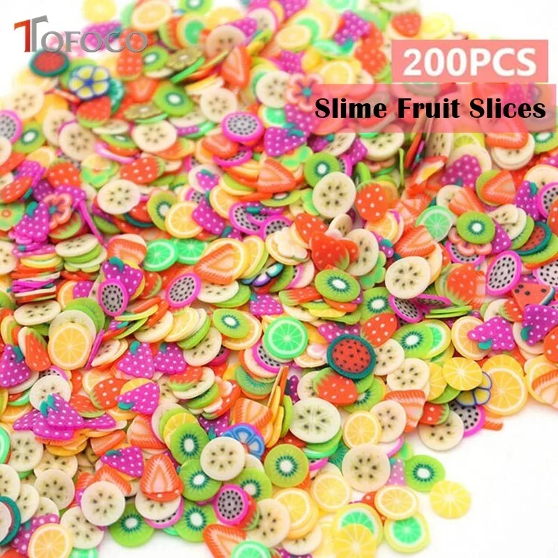 

200Pcs/Pack DIY Slime Fruit/Flower/Pastry/Animal Slices For Nails Art Tips/Slime Supplies Accessories Lizun Toy Kid