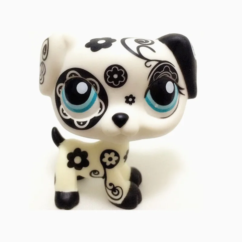 

LPS Pet Shop New Rare Great Dane Black And White Flower Dog Standing LPS Cosplay Collection Mini Action Figure Children Gift