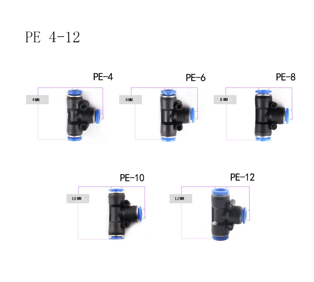 PU/PV/PY/PE/PM/PK/HVFF/LSA 1 шт. T/Y/L/прямой тип пневматические нажимные фитинги для воздушного/водяного шланга и трубного разъема 4 мм до 12 мм