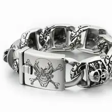 LINSION Huge Heavy 316L Stainless Steel Deep Laser Engraved Pirate Skull Mens Boys Biker Rock Punk Bracelet 5T102 linsion handmade 925 sterling silver mens biker rock punk blue cz eyes skull ring ta61 us size 7 15