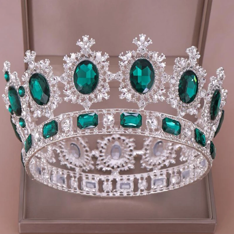 

Stylish Simple Green Crystal Crown Hair Accessories For Bridal Tiaras and Crowns Gorgeous Wedding Prom Diadem In Hair Jewelry