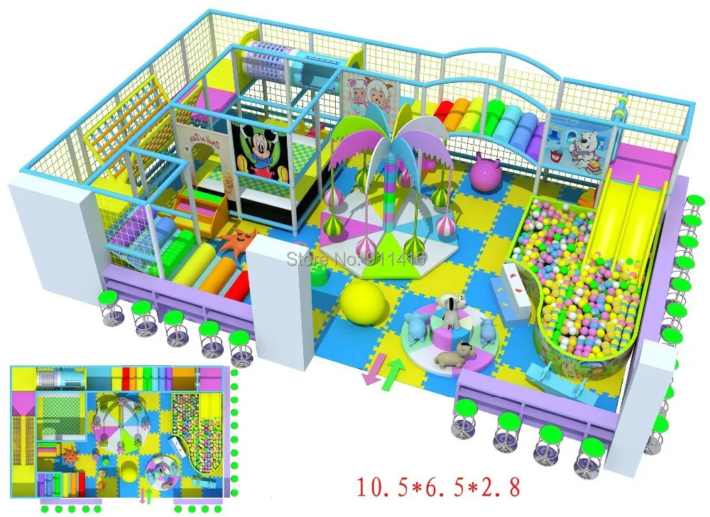 

CE certified indoor playground equipment with double slide and big ball pool CIT-IN1107