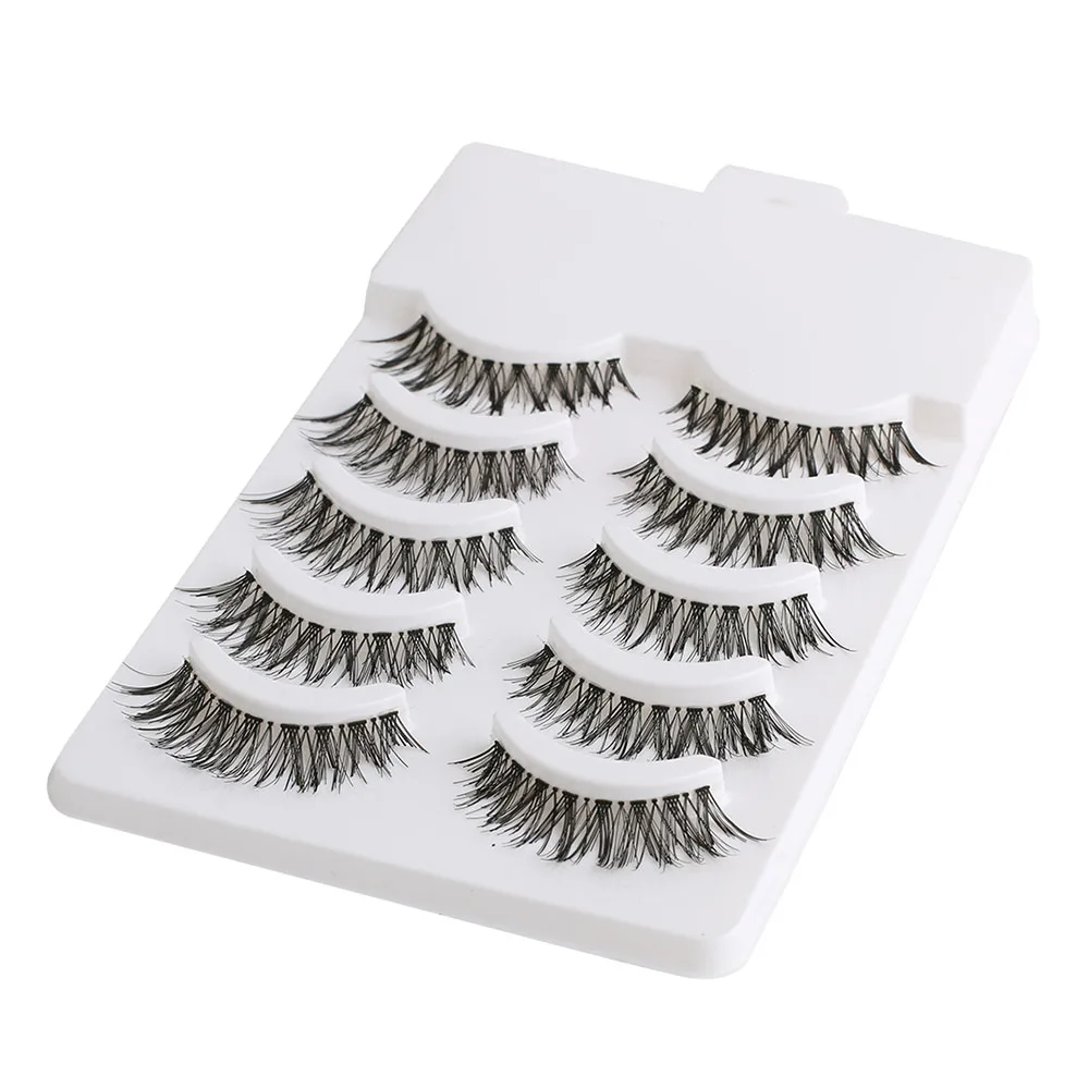 

10 Pieces 5 pairs/1 set Natural Sparse Cross Eye Lashes Extension Makeup Handmade Long False Eyelashes YP