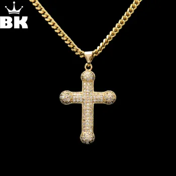 

Stainless Steel AAA CZ Cross Pendant & Necklace Cubic Zirconia Bling Bling Religious Crucifix Mens Necklace Jewelry