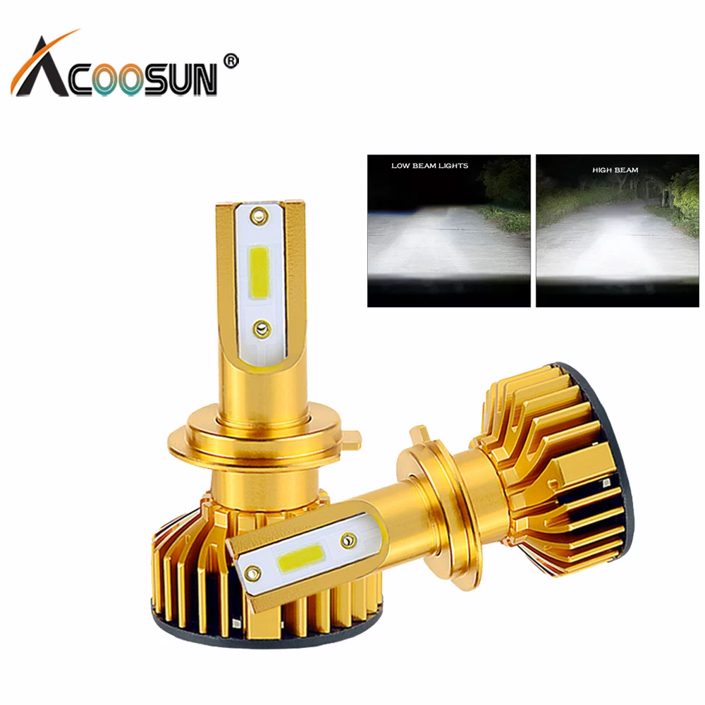 

AcooSun 2Pcs 6500K H4 H7 LED Bulbs Car Headlight Kit 72W 10000LM H1 H11 9005 HB3 9006 HB4 9012 HIR2 Headlamp Car Accessories 12V