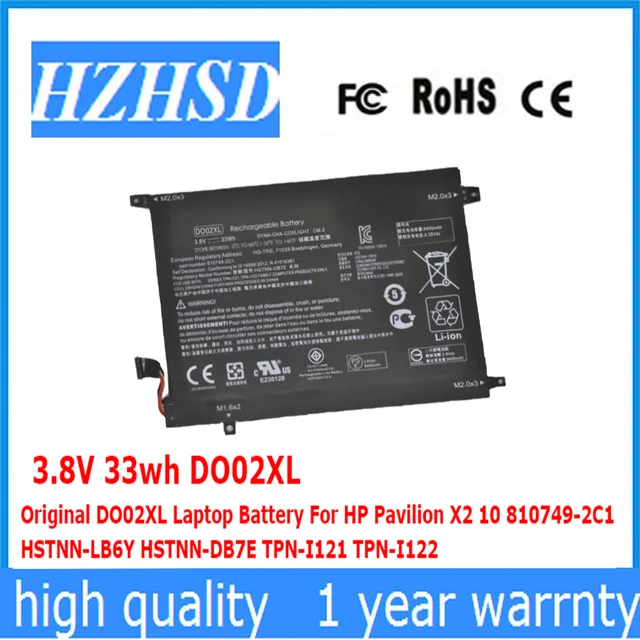 $23.22 3.8V 33wh DO02XL Original DO02XL Laptop Battery For HP Pavilion X2 10 810749-2C1 HSTNN-LB6Y HSTNN-DB7E TPN-I121 TPN-I122