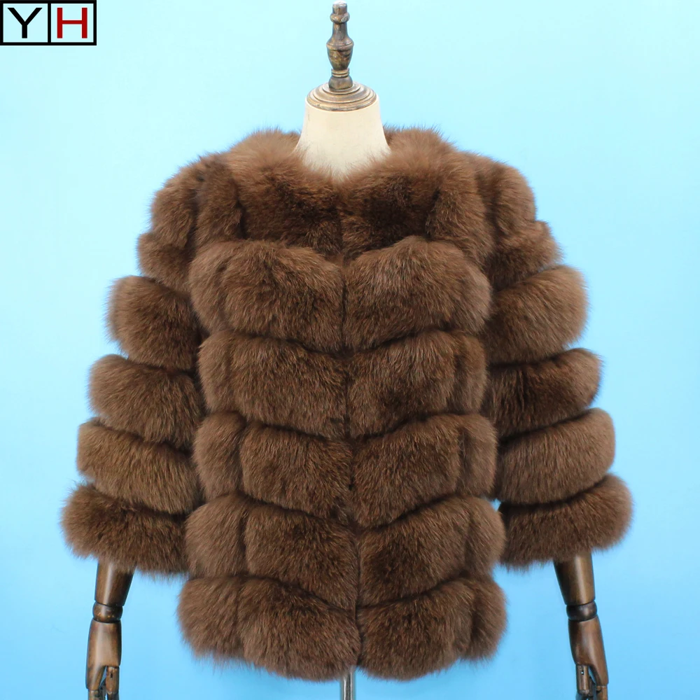 Direct selling Women Warm Real Fox Fur Coat Winter Fur Jacket Outerwear