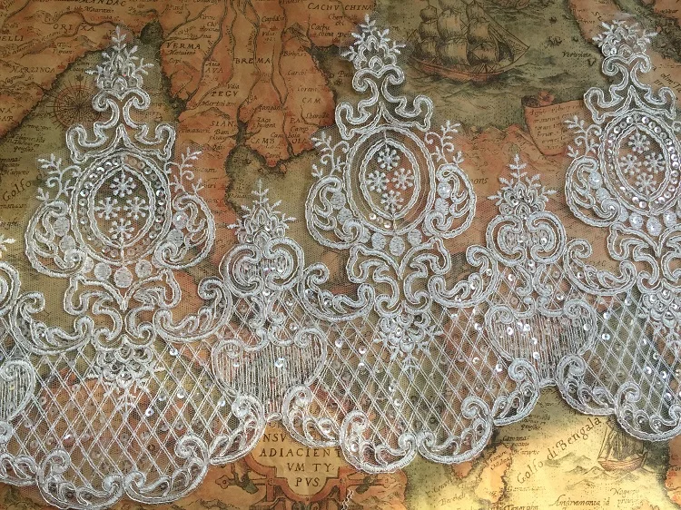 24CM wide European style vintage lace fabric and lace trim embroidered