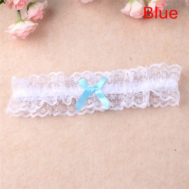 

Sexy Fashion Cosplay Party Blue Garter Bow Lace Floral Elastic Leg Loop Wedding Garter Bridal Accessories