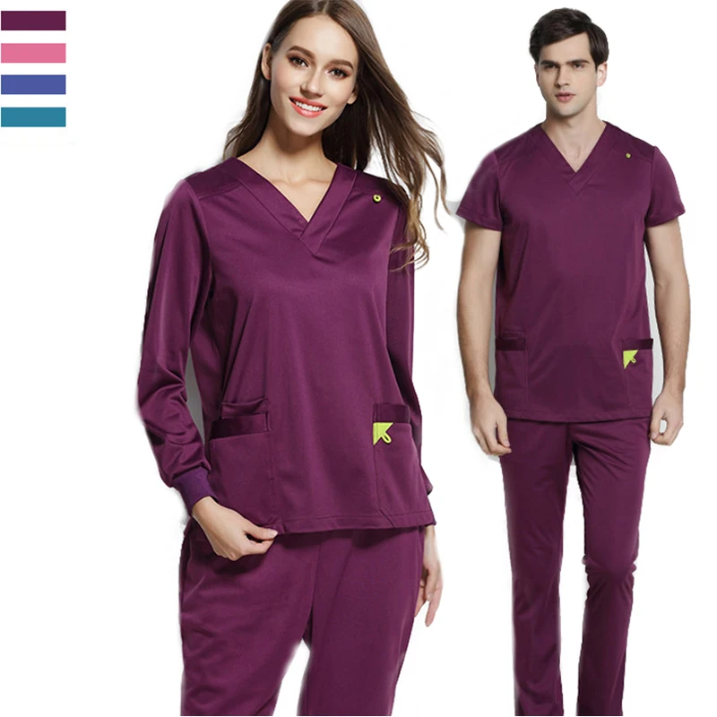 Infinity Stretch Rib Knit Scrubs Medical Uniforms Women Men Winter Top