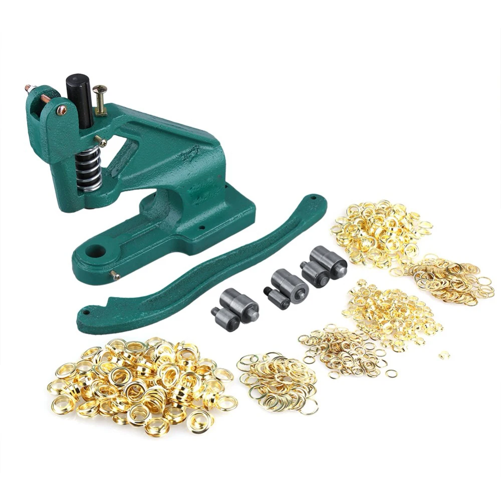 

Grommet Eyelet Hole Punch Machine Hand Press Banner+3 Dies+900 Grommets Kit