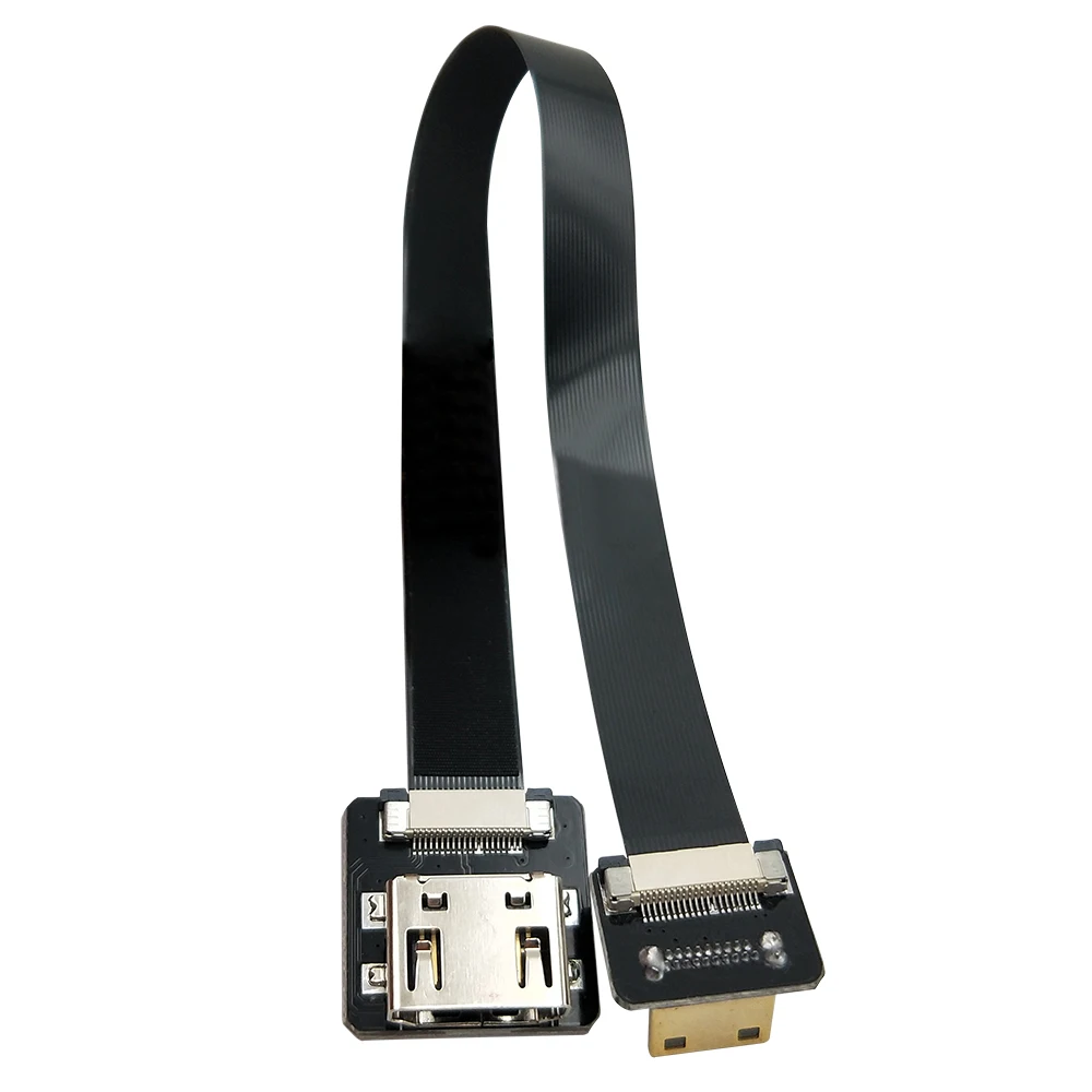 Danspeed fpv hdmi نوع الأنثى إلى ميني hdmi أسفل بزاوية ذكر hdtv fpc شقة الكابل 20 سنتيمتر