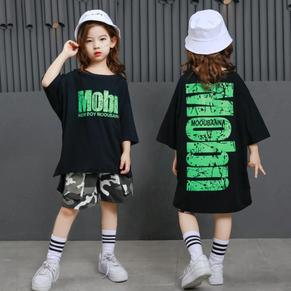 Детская одежда в стиле хип-хоп Повседневная футболка камуфляжные штаны для бега